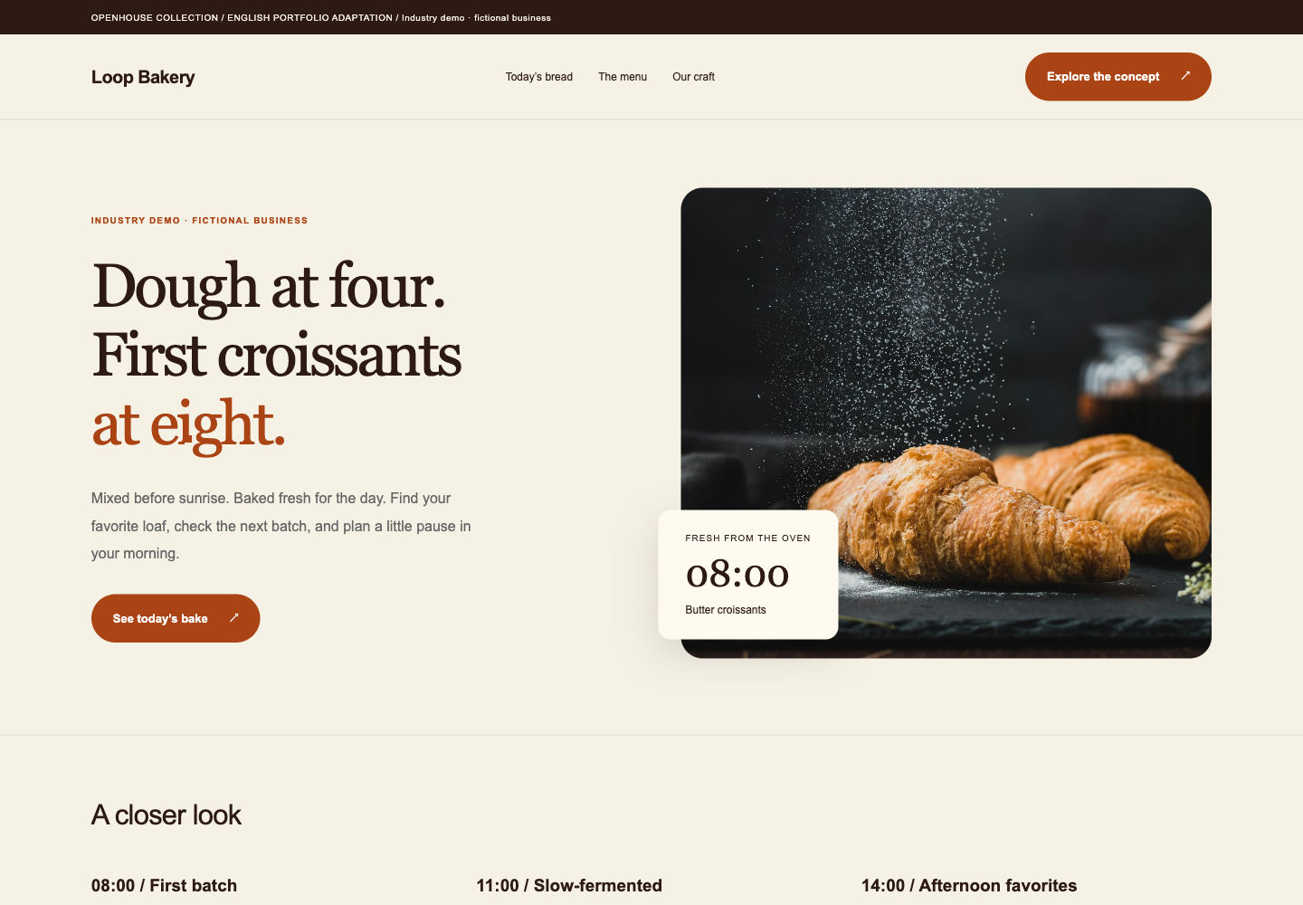 Loop Bakery menu and pickup website demo