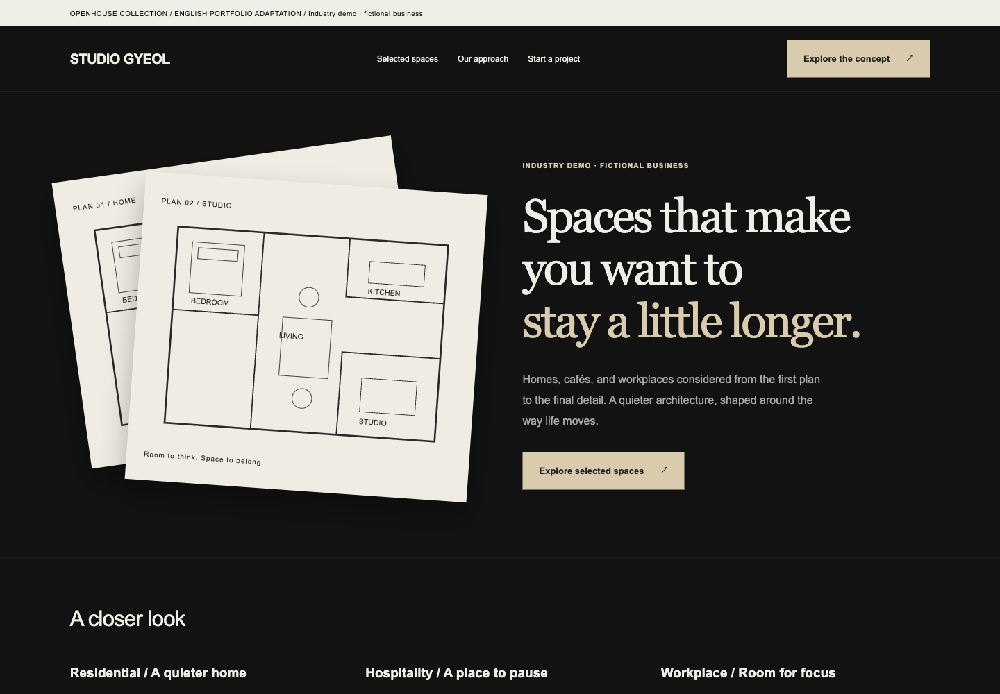 Studio Gyeol architecture portfolio demo